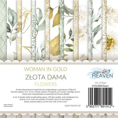 Craft O`Clock - Woman In Gold - Flowers and Ornaments, Paper Collection Set 6