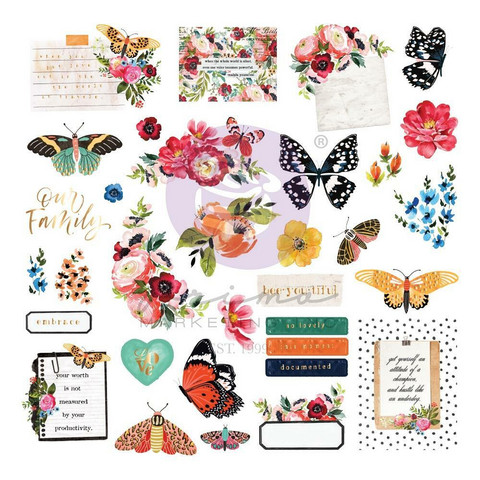 Prima Marketing - Painted Floral, Cardstock Ephemera, 33 osaa