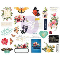 Prima Marketing - Painted Floral, Chipboard Stickers, 26 osaa