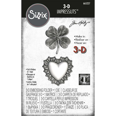 Sizzix - 3D Impresslits Embossing Folder By Tim Holtz, Kohokuviointitasku, Lucky Love