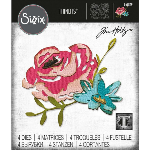 Sizzix - Thinlits Dies By Tim Holtz, Stanssisetti, Brushstroke Flowers #4