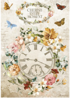 Stamperia - Garden of Promises, Rice Paper, A4, Cherish Every Moment Clock