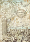 Stamperia - Sir Vagabond Aviator, Rice Paper, A4, New York City Map