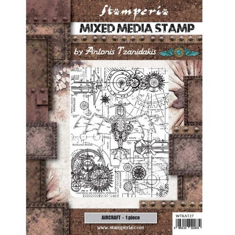 Stamperia - Sir Vagabond Aviator, Mixed Media Stamp, Leimasetti, Aircraft
