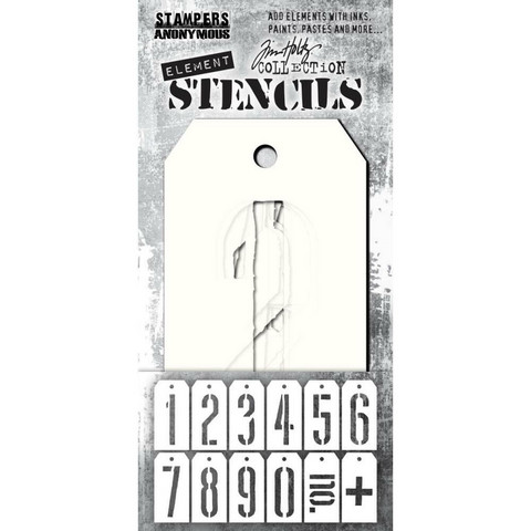 Tim Holtz - Element Stencil Set, 12osaa, Mechanical