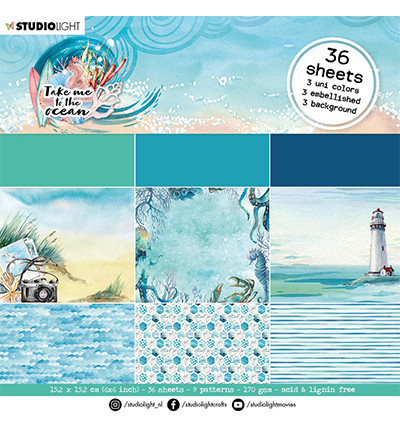Studio Light - Take Me To The Ocean, Paper Pad nr.37, 15x15cm, 36 arkkia, Cool colors