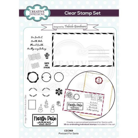 Creative Expressions - Fabiola Giardinaro Clear Stamp, A5, Postcard For Santa, Leimasetti