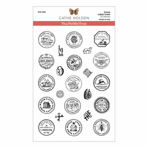 Spellbinders - Cathe Holden Fleamarket Finds, Circle Label Icons, Leimasetti