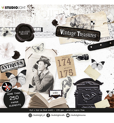 Studio Light - Vintage Treasures, Die Cut Block, Leikekuvat