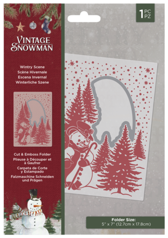 Crafter`s Companion - Vintage Snowman, Wintry Scene, Kohokuviointitasku