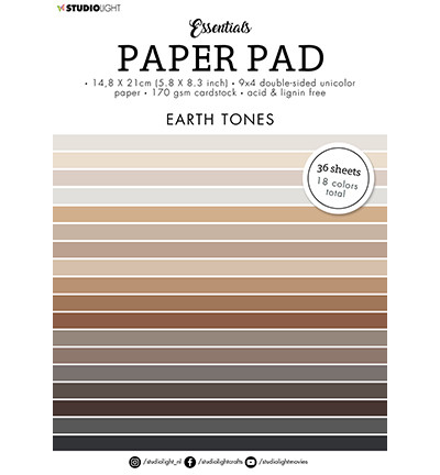 Studio Light - Paper Pad Earth Tones Essentials, A5, Paperikko