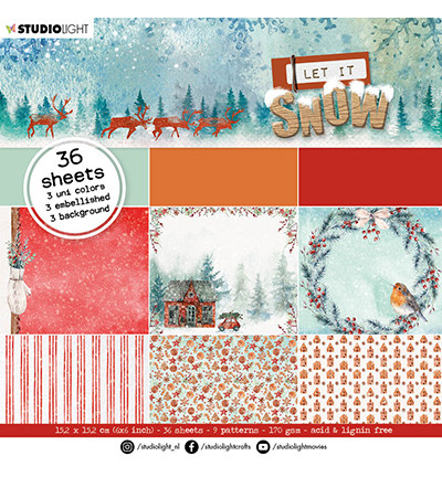 Studio Light - Let it Snow, Paper Pad, 15x15cm, 36 arkkia