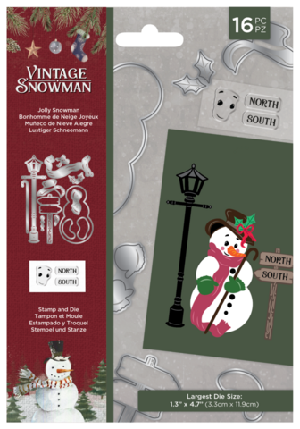 Crafter`s Companion - Vintage Snowman, Jolly Snowman, Leima- ja Stanssisetti