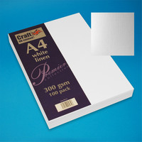CraftUK - White Linen Card A4, valkoinen, 300g, 100ark