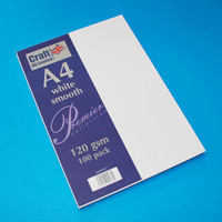 CraftUK - White Smooth Paper A4, valkoinen, 120g, 100ark