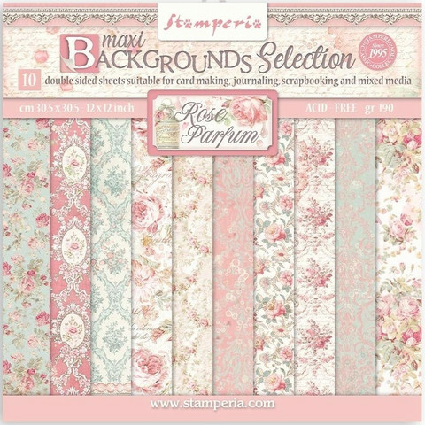 Stamperia - Rose Parfum Maxi Background, Paper Pack 12