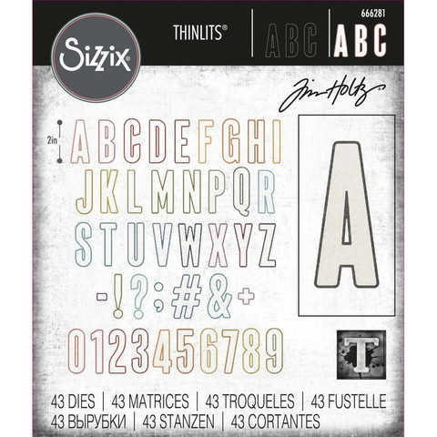 Sizzix - Thinlits Dies By Tim Holtz, Alphanumeric Bulletin, Stanssisetti