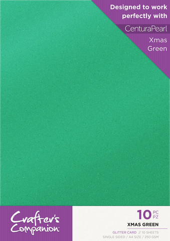Crafter`s Companion - Xmas Green Glitter Card, A4, 10 arkkia