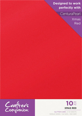 Crafter`s Companion - Xmas Red Glitter Card, A4, 10 arkkia