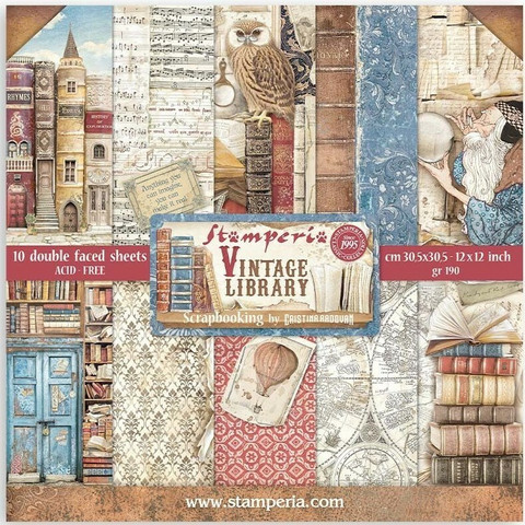Stamperia - Vintage Library, Paper Pack 12