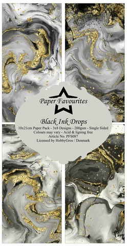 Paper Favourites - Black Ink Drops Slim Paper Pack, Paperikko