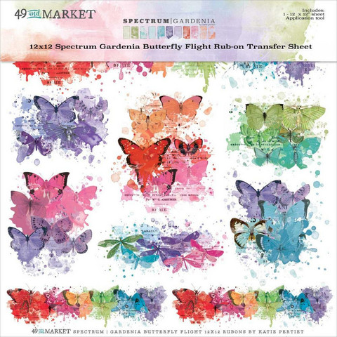 49 and Market - Spectrum Gardenia Butterfly Flight Rub-Ons 12