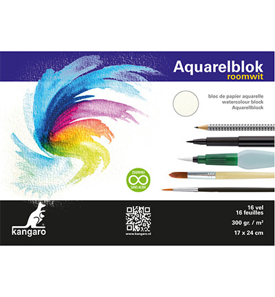 Kangaro - Watercolour Block, vesivärikartonki, 300g, 16ark