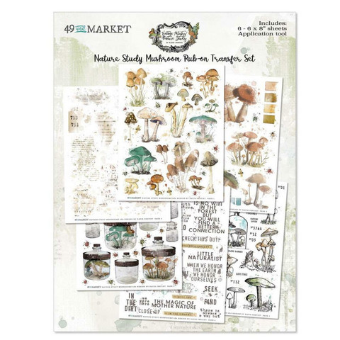 49 and Market - Vintage Artistry Nature Study Mushroom Rub-Ons 6