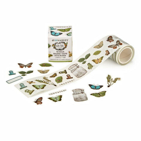 49 And Market - Vintage Artistry Nature Study Wings, Washi Sticker Roll