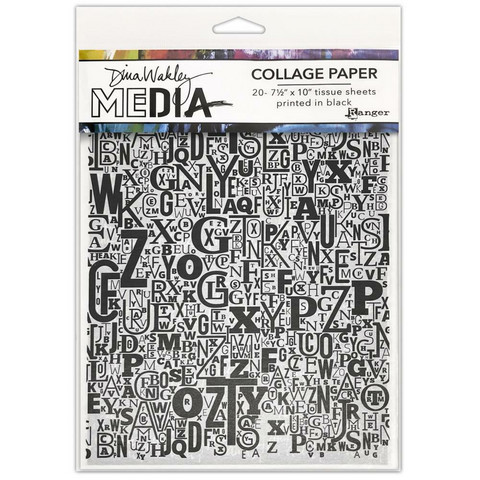 Dina Wakley Media - Collage Tissue Paper, Jumbled Letters, 20 arkkia
