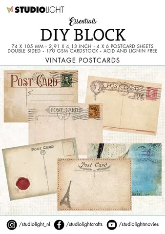 Studio Light - Vintage Postcards DIY Block Mini, 24 sivua