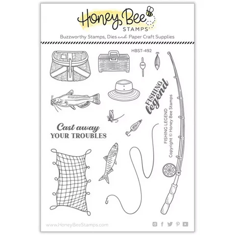Honey Bee Stamps - Fishing Legend, Leima- ja stanssisetti