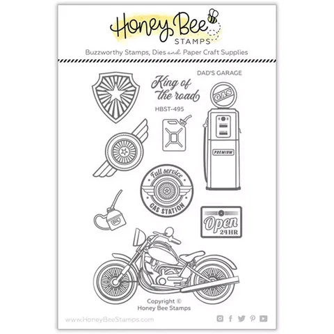 Honey Bee Stamps - Dad's Garage, Leima- ja stanssisetti