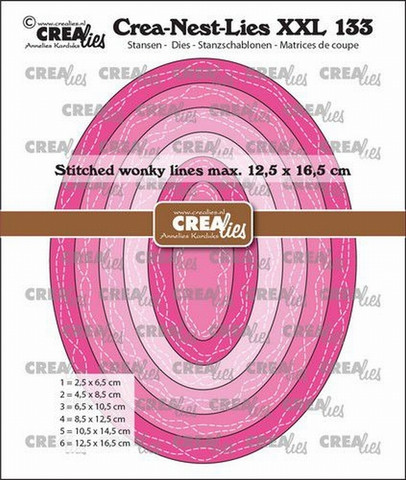 Crealies - Crea-Nest-Lies XXL Ovals with Wonky Lines, Stanssisetti