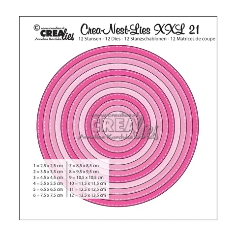 Crealies - Crea-Nest-Lies XXL Circles with Stitch Lines, Stanssisetti