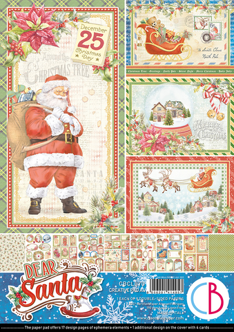 Ciao Bella - Dear Santa, Creative Pad A4, Korttikuvia, 9 arkkia