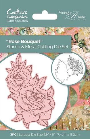 Crafter`s Companion - Vintage Rose Bouquet, Leima- ja Stanssisetti