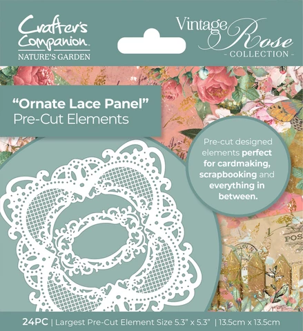 Crafter's Companion - Vintage Rose Ornate Lace Panel, Leikekuviot