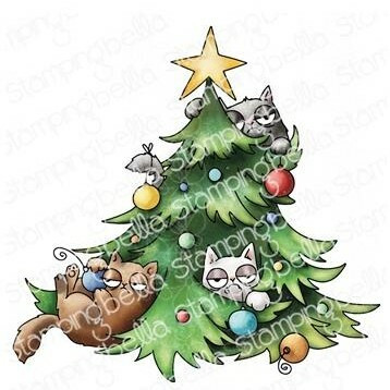 Stamping Bella - Oddball Christmas Cats In Tree, Leima