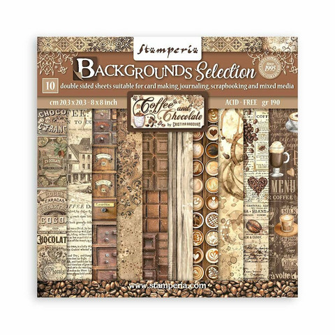 Stamperia - Coffee and Chocolate Backgrounds Paper Pack 8
