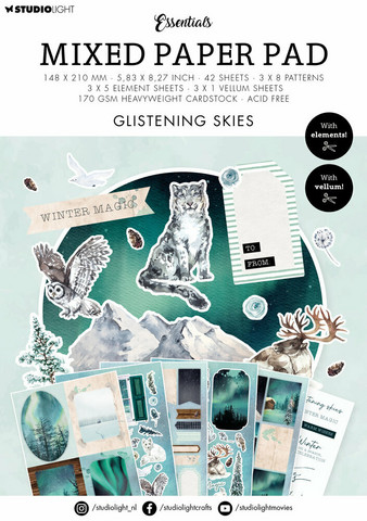 Studio Light - Glistening Skies Mixed Paper Pad, A5, Paperikko
