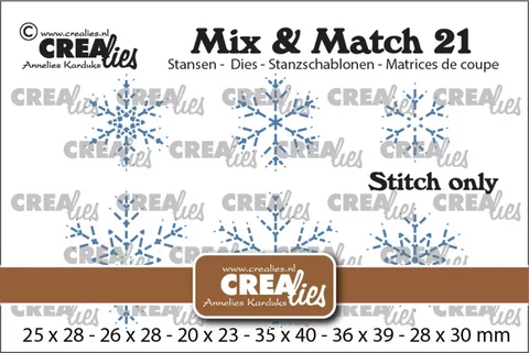 Crealies - Mix & Match 21 Snowflakes, Stanssisetti