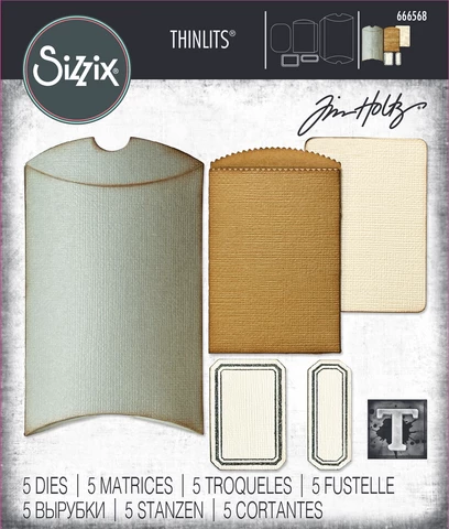 Sizzix - Thinlits Dies By Tim Holtz, Vault Pillow Box + Bag, Stanssisetti