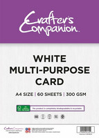 Crafter's Companion - White Multi-Purpose Card A4, valkoinen, 300g, 60ark