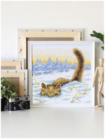 BrilliArt - Cat in The Snow (K)(N), Timanttimaalaus, 38x38cm