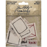 Tim Holtz - Idea-Ology Stitched Scraps, Basics, 16 kpl