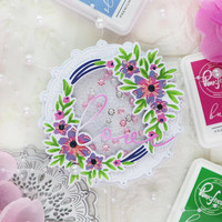Pinkfresh Studio - Rustic Floral Wreath, Kerrossapluunasetti
