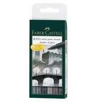 Faber-Castell - PITT Artist Pen Brush, Shades of Grey, 6kpl