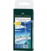 Faber-Castell - PITT Artist Pen Brush, Shades of Blue, 6kpl