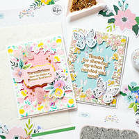 Pinkfresh Studio - Cling Rubber Stamp, Happy Blooms Frame, Leimasetti